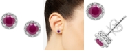 Macy's Ruby (1-1/5 ct. t.w.) & Diamond Accent Stud Earrings in Sterling Silver